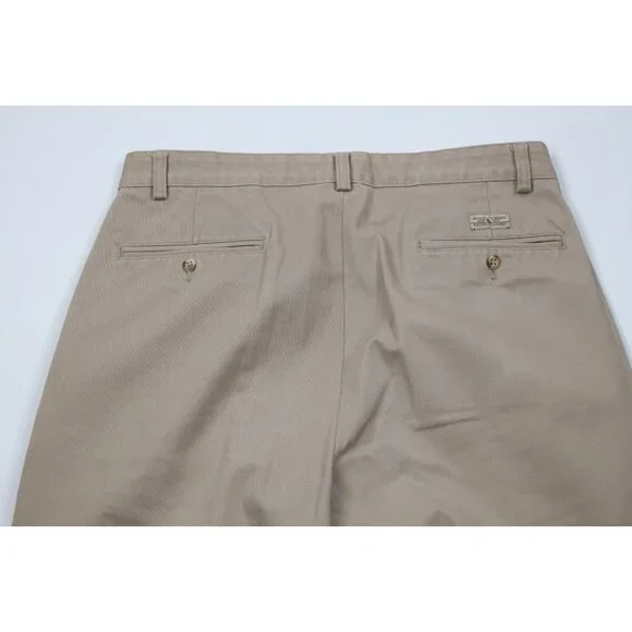 Vintage 90s Ralph Lauren Mens 32x30 Distressed Wide Leg Chino Pants Cotton Beige
